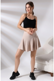 21135 KADIN BÜRÜMCÜK YAN BELİ FERMUARLI ŞORTLU ETEK  