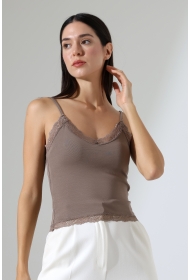 22052 KADIN ÖNÜ ARKASI VE ETEĞİ DANTELLİ FULL LYC RİB KOMPAKT BİYELİ ATLET 