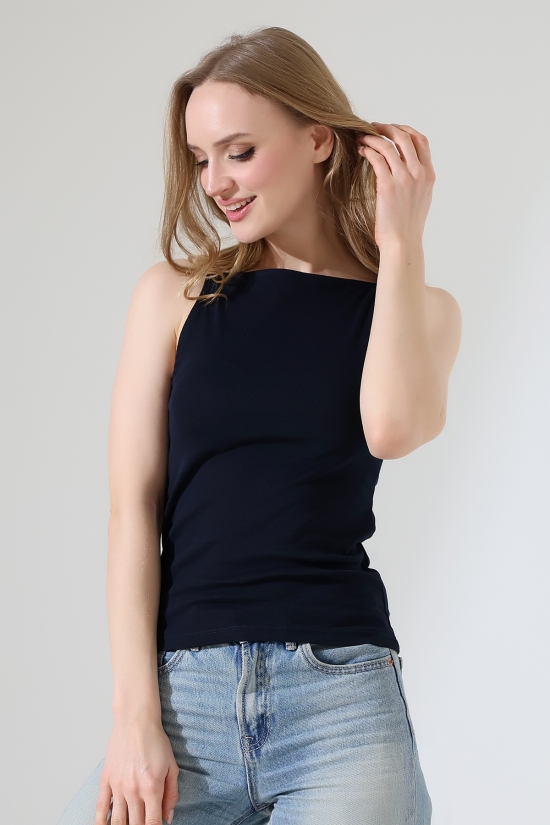 22110  KADIN LYC RİB KOMPAKT KOLSUZ KISA BİYE ASKILI ATLET 