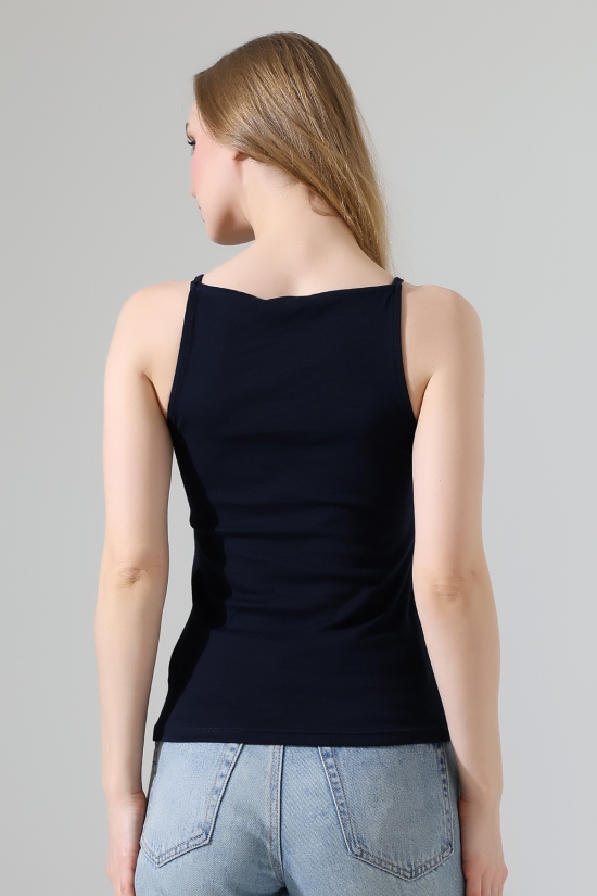 22110  KADIN LYC RİB KOMPAKT KOLSUZ KISA BİYE ASKILI ATLET 