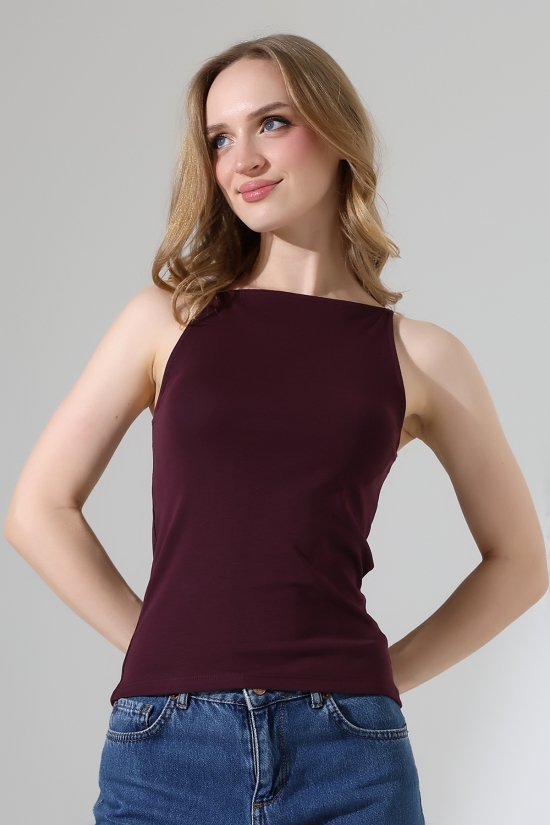 22110  KADIN LYC RİB KOMPAKT KOLSUZ KISA BİYE ASKILI ATLET 