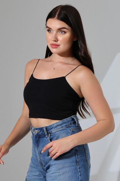 20544  KADIN LYC COMP. LASTİK İP ASKILI BÜSTİYER  KISA CROP TULUM ATLET 
