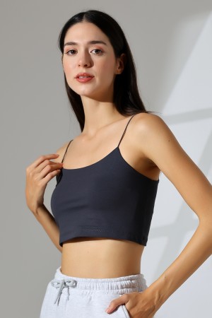 20544  KADIN LYC COMP. LASTİK İP ASKILI BÜSTİYER  KISA CROP TULUM ATLET 