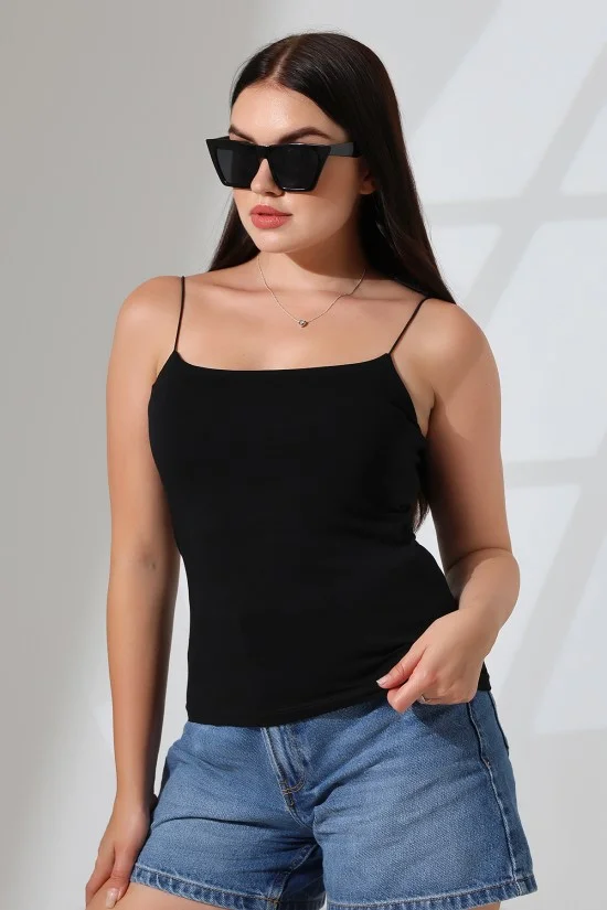 21563  BAYAN LYC COMP. LASTİK İP ASKILI KISA CROP TULUM ATLET 