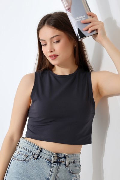 21755 KADIN LYC COMP. KOLSUZ GENİŞ CROP ATLET 