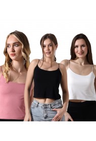 0-39282 - 3LÜ PAKET KADIN LASTİK İP ASKILIKISA TULUM ATLET 