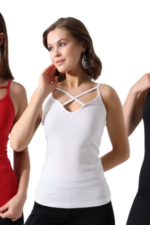 0-39093 - 3LÜ PAKET KADIN ARKASI VE ÖNÜ BİYELİ İP ASKILI ATLET