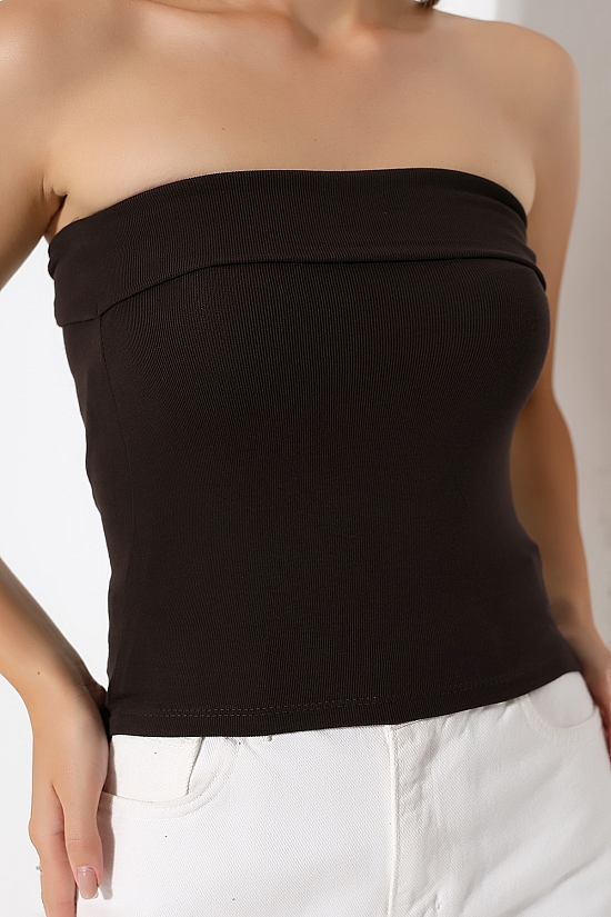 21922 KADIN MADONNA YAKA FULL LYC VSK RİBANA STRAPLEZ ATLET 