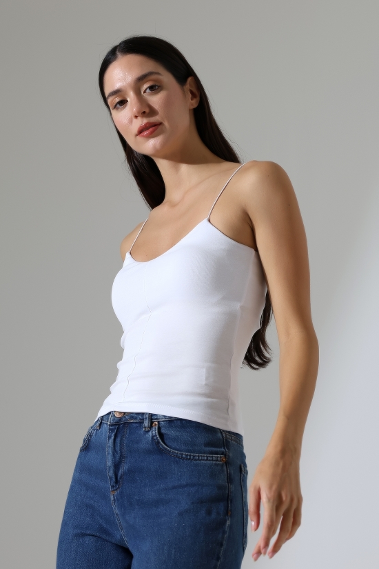 22093 KADIN FULL LYC RİB ÖNÜ PARÇALI TULUM V YAKA LASTİK İPASKILI ATLET