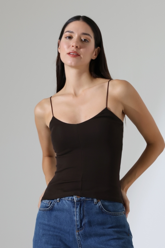 22093 KADIN FULL LYC RİB ÖNÜ PARÇALI TULUM V YAKA LASTİK İPASKILI ATLET