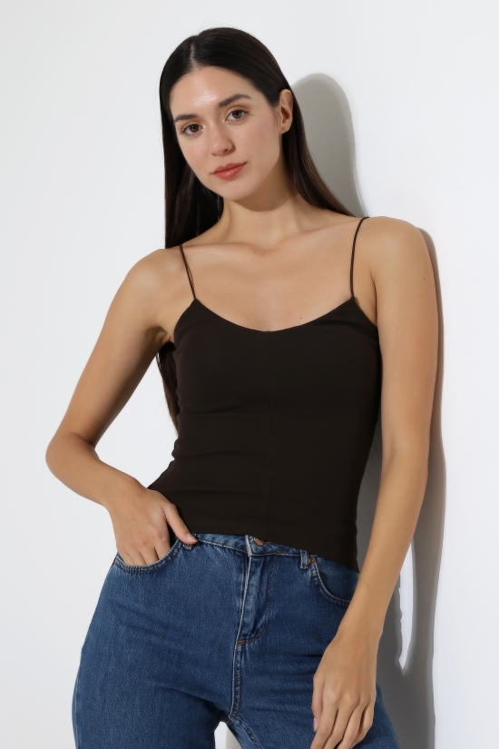 22093 KADIN FULL LYC RİB ÖNÜ PARÇALI TULUM V YAKA LASTİK İPASKILI ATLET