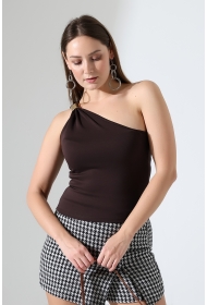 22116 KADIN DOUBLEFACE YUMUŞAK DOKU TEK ASKISINDA METAL SÜS KAPAK TEK ASKILI ATLET