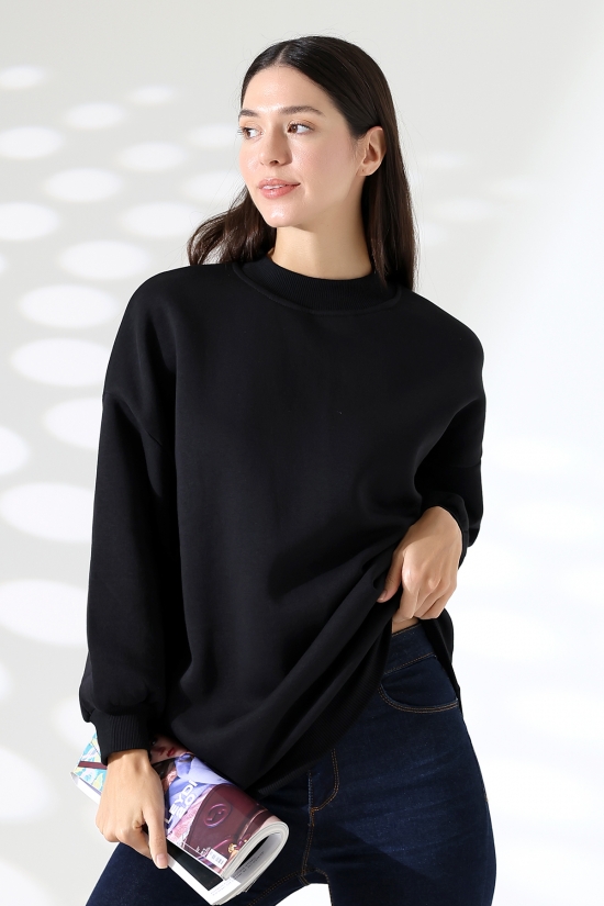 21910 KADIN 3 İP ŞARDONLU PENYE COMP YARIM BALIKCI SALAŞ OVERSİZE TUNİK SWETSHIRT