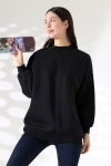 21910 KADIN 3 İP ŞARDONLU PENYE COMP YARIM BALIKCI SALAŞ OVERSİZE TUNİK SWETSHIRT
