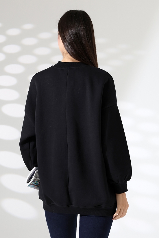 21910 KADIN 3 İP ŞARDONLU PENYE COMP YARIM BALIKCI SALAŞ OVERSİZE TUNİK SWETSHIRT