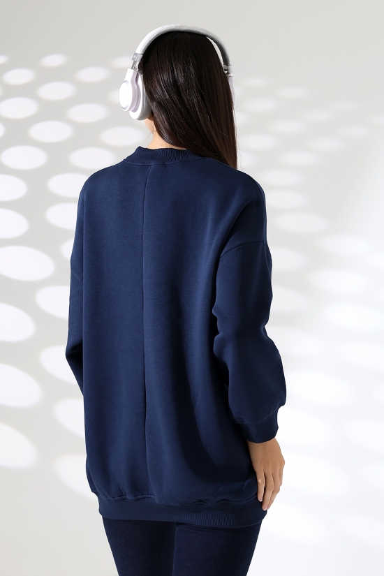 21910 KADIN 3 İP ŞARDONLU PENYE COMP YARIM BALIKCI SALAŞ OVERSİZE TUNİK SWETSHIRT