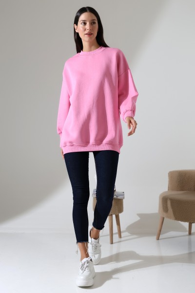 21910 KADIN 3 İP ŞARDONLU PENYE COMP YARIM BALIKCI SALAŞ OVERSİZE TUNİK SWEATSHIRT