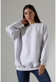 21910 KADIN 3 İP ŞARDONLU PENYE COMP YARIM BALIKCI SALAŞ OVERSİZE TUNİK SWEATSHIRT
