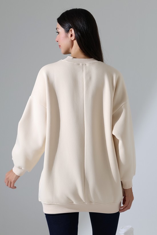 21910 KADIN 3 İP ŞARDONLU PENYE COMP YARIM BALIKCI SALAŞ OVERSİZE TUNİK SWETSHIRT 21910 KADIN 3 İP ŞARDONLU PENYE COMP YARIM BALIKCI SALAŞ OVERSİZE TUNİK SWETSHIRT