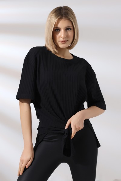 21493 KADIN 7X4 KAŞGORSE  OVERSİZE  YANLARI YIRTMAÇLI BİSİKLET TUNİK TSHIRT