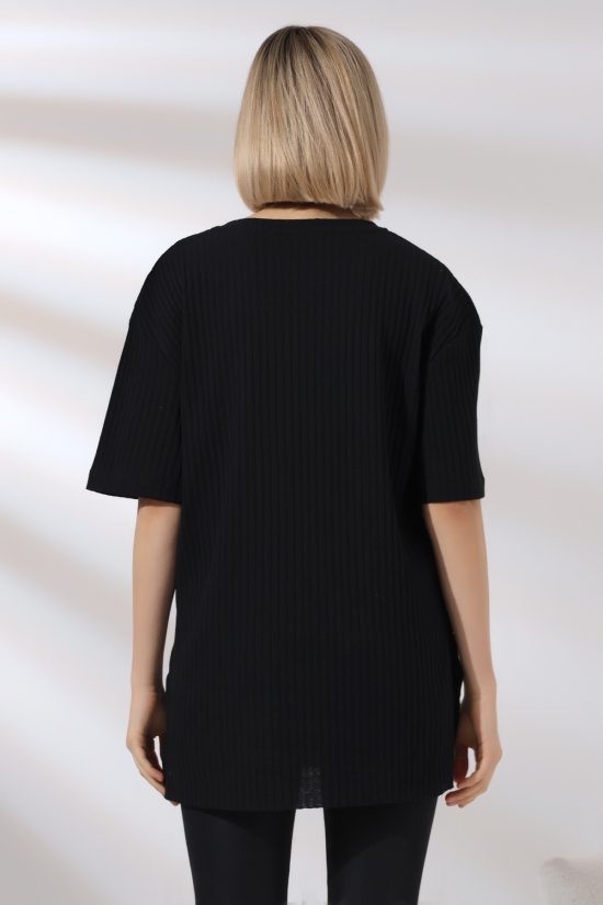 21493 BAYAN 7X4 KAŞGORSE  OVERSİZE  YANLARI YIRTMAÇLI BİSİKLET TUNİK TSHIRT