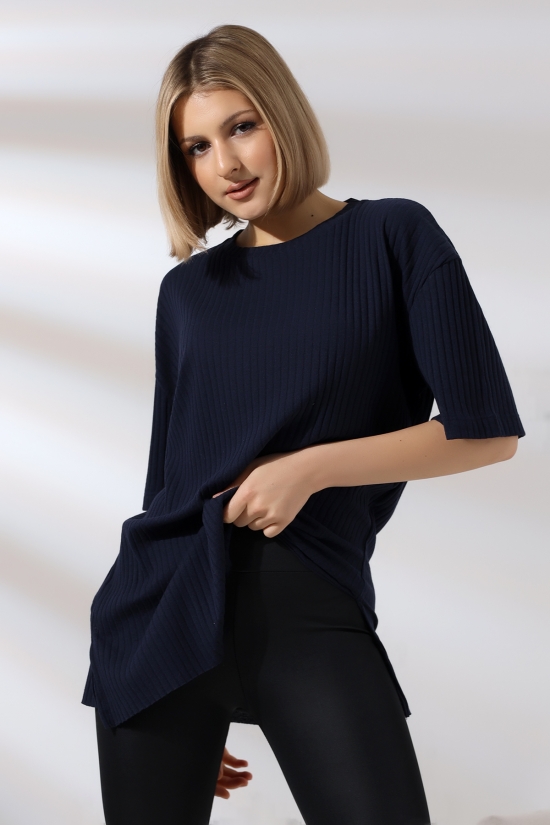 21493 BAYAN 7X4 KAŞGORSE  OVERSİZE  YANLARI YIRTMAÇLI BİSİKLET TUNİK TSHIRT