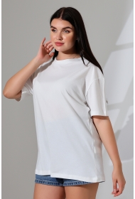 21752 KADIN OVERSİZE KOMPAKT PAMUKLU KISA KOL BİSİKLET TSHIRT