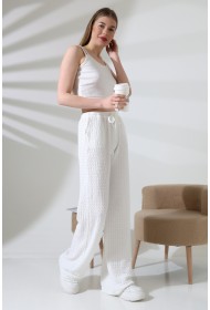 21959 KADIN JAKARLI VYN KUMAŞ  CEPLİ İNCE BELLASTİKLİ PAÇASI AÇIK SALAŞ PANTOLON 