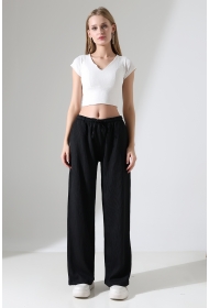 22146 KADIN AKORDİON FULL LYC KUMAŞ  CEPLİ İNCE BELLASTİKLİ PAÇASI AÇIK SALAŞ PANTOLON 