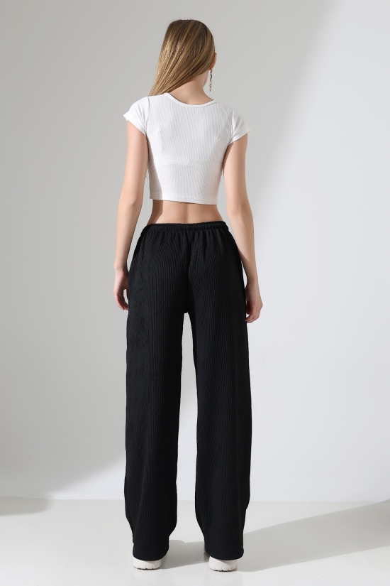 22146 KADIN AKORDİON FULL LYC KUMAŞ  CEPLİ İNCE BELLASTİKLİ PAÇASI AÇIK SALAŞ PANTOLON 