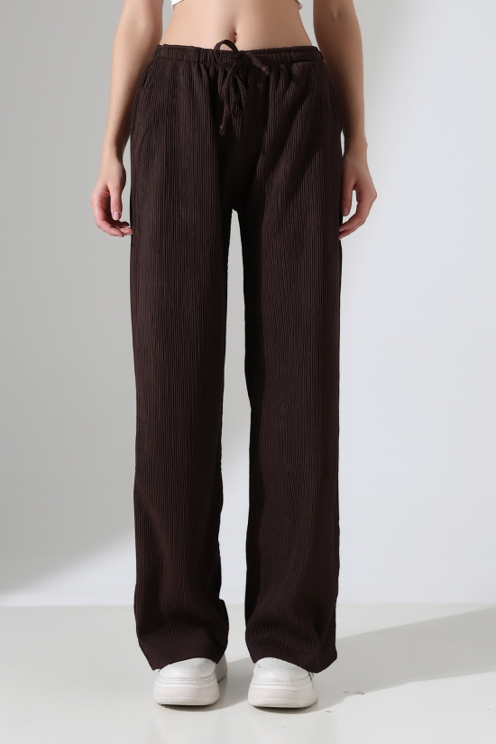 22146 KADIN AKORDİON FULL LYC KUMAŞ  CEPLİ İNCE BELLASTİKLİ PAÇASI AÇIK SALAŞ PANTOLON 