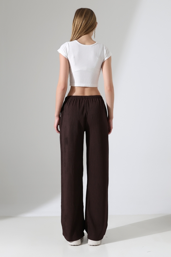 22146 KADIN AKORDİON FULL LYC KUMAŞ  CEPLİ İNCE BELLASTİKLİ PAÇASI AÇIK SALAŞ PANTOLON 