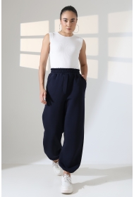 22135 KADIN 3 İP PENYE KOMPAKT ŞARDONLU ARKA TEK CEPLİ ÖNÜ PATLI PAÇASI AÇIK LASTİK AYAR BÜZGÜLÜ EŞOFMAN PANTOLON 