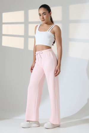 22143 KADIN  DİAGONEL ŞARDONSUZ 3 İP PENYE KOMPAKT KEMERİ KAŞGORSELİ  PAÇASI AÇIK EŞOFMAN PANTOLON 