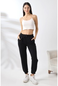 21629 KADIN 3 İP PENYE KOMPAKT ŞARDONLU CEPLİ PAÇASI LAST EŞOFMAN PANTOLON 