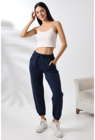 21629 KADIN 3 İP PENYE KOMPAKT ŞARDONLU CEPLİ PAÇASI LAST EŞOFMAN PANTOLON 