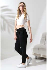 21726 KADIN KALIN BÜRÜMCÜK ŞARDONLU CEPLİ PAÇASI LAST EŞOFMAN PANTOLON 