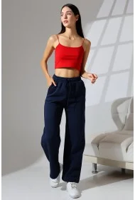 21776 KADIN 3 İP PENYE KOMPAKT ŞARDONLU CEPLİ PAÇASI AÇIK EŞOFMAN PANTOLON 