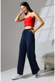 21776 KADIN 3 İP PENYE KOMPAKT ŞARDONLU CEPLİ PAÇASI AÇIK EŞOFMAN PANTOLON 