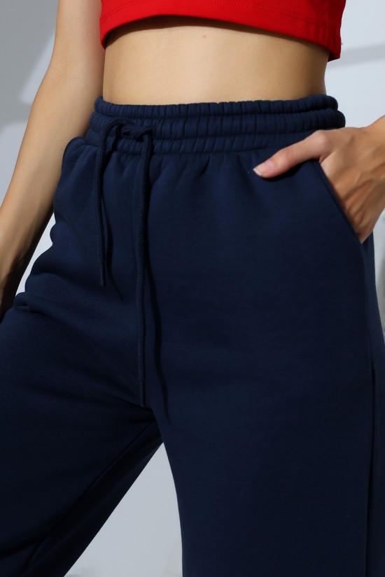 21776 KADIN 3 İP PENYE KOMPAKT ŞARDONLU CEPLİ PAÇASI AÇIK EŞOFMAN PANTOLON 