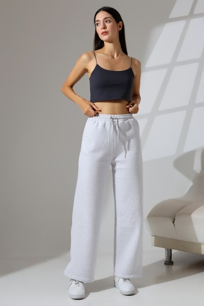 21776 KADIN 3 İP PENYE KOMPAKT ŞARDONLU CEPLİ PAÇASI AÇIK EŞOFMAN PANTOLON 