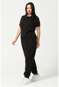 21633BB BÜYÜK BEDEN KADIN FULL LYC PENYE KOMPAKT 2 İPLİK CEPLİ PAÇASI LAST. EŞOFMAN PANTOLON 