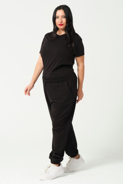 21633BB BÜYÜK BEDEN KADIN FULL LYC PENYE KOMPAKT 2 İPLİK CEPLİ PAÇASI LAST. EŞOFMAN PANTOLON 