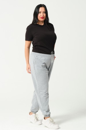 21633BB BÜYÜK BEDEN KADIN FULL LYC PENYE KOMPAKT 2 İPLİK CEPLİ PAÇASI LAST. EŞOFMAN PANTOLON 