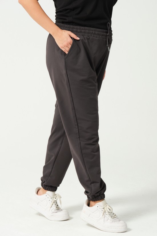 21633BB BÜYÜK BEDEN KADIN FULL LYC PENYE KOMPAKT 2 İPLİK CEPLİ PAÇASI LAST. EŞOFMAN PANTOLON 