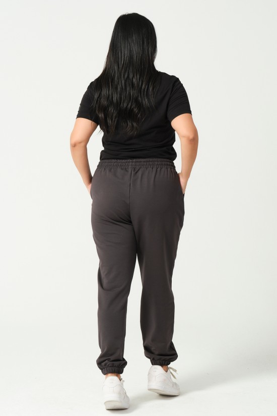 21633BB BÜYÜK BEDEN KADIN FULL LYC PENYE KOMPAKT 2 İPLİK CEPLİ PAÇASI LAST. EŞOFMAN PANTOLON 