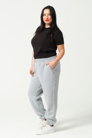 21629BB BÜYÜK BEDEN KADIN 3 İP PENYE KOMPAKT ŞARDONLU CEPLİ PAÇASI LAST EŞOFMAN PANTOLON 