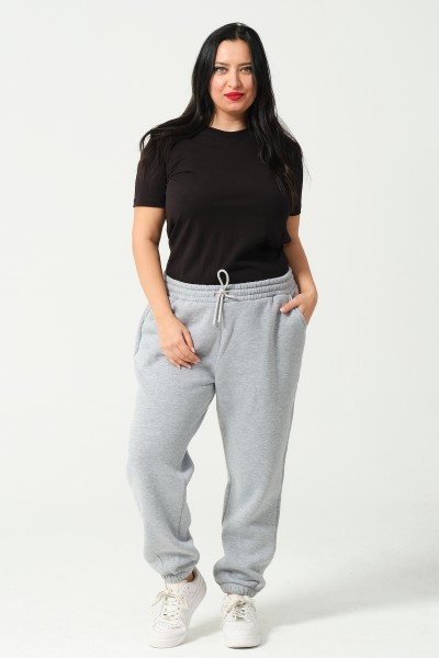 21629BB BÜYÜK BEDEN KADIN 3 İP PENYE KOMPAKT ŞARDONLU CEPLİ PAÇASI LAST EŞOFMAN PANTOLON 