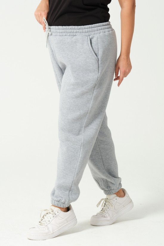 21629BB BÜYÜK BEDEN KADIN 3 İP PENYE KOMPAKT ŞARDONLU CEPLİ PAÇASI LAST EŞOFMAN PANTOLON 