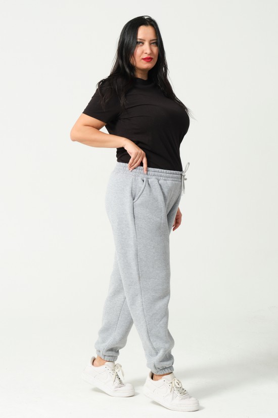 21629BB BÜYÜK BEDEN KADIN 3 İP PENYE KOMPAKT ŞARDONLU CEPLİ PAÇASI LAST EŞOFMAN PANTOLON 